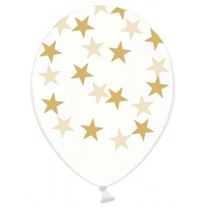 Balónek transparentní zlatá hvězda 6ks