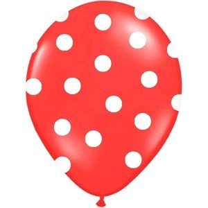 BALÓNIKY latexové červené s bielymi bodkami 6ks