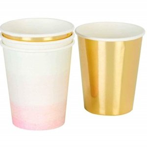 TÉGLIKY papierové ružové ombré/zlaté 250ml 12ks