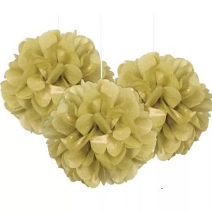 PomPoms dekoračné zlaté 23 cm, 3 ks