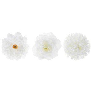Dekorácia umelé biele kvety 7, 9, 10 cm 9 ks