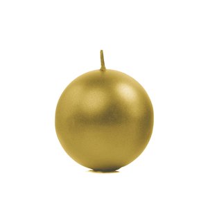 Metalizovaná guľová sviečka, zlatá, 6 cm (1 balenie / 10 ks)