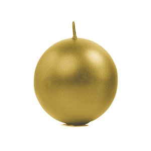 Metalická guľová sviečka, zlatá, 8 cm (1 balenie / 6 ks)
