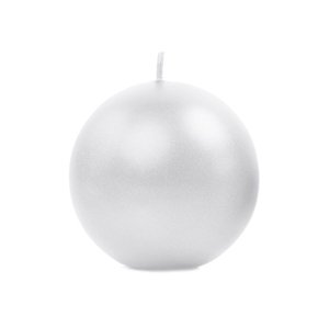 Metalizovaná guľová sviečka, perleťová, 8 cm (1 balenie / 6 ks)