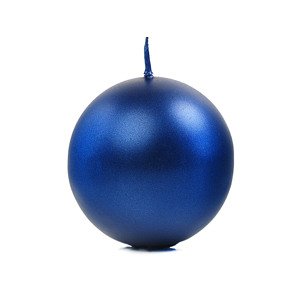 Metalizovaná guľová sviečka, tmavomodrá, 8 cm (1 balenie / 6 ks)