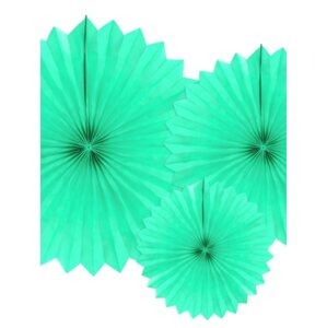 Dekoračné rozety, svetlá mäta, 20-40 cm (1 balenie / 3 ks)