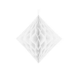 Papierový diamant, biely, 30 cm