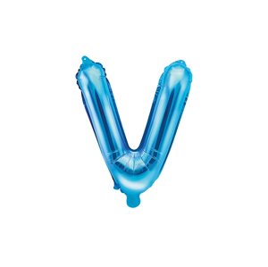 Fóliový balón "V", 35 cm, modrý