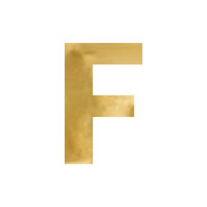 Zrkadlové písmeno "F", zlaté, 40x60 cm