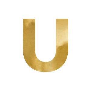Zrkadlové písmeno "U", zlaté, 52x61 cm