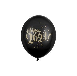 Balóniky 30 cm, Happy 2023!, pastelovo čierne (1 balenie / 50 ks)