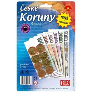 Peniaze do hry, České koruny s mincami