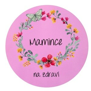 Samolepka "Mamince na zdraví" - kvety - ružová 10 cm