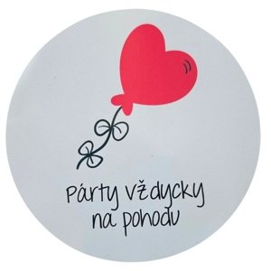 Samolepka "Party vždycky na pohodu" balónik srdce šedá 10 cm