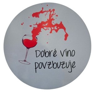 Samolepka"Dobré víno povzbuzuje" šedá 10 cm
