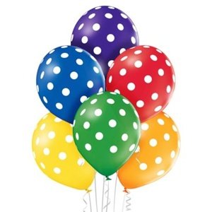 Balóniky latexové farebné s bodkami 30 cm 6 ks