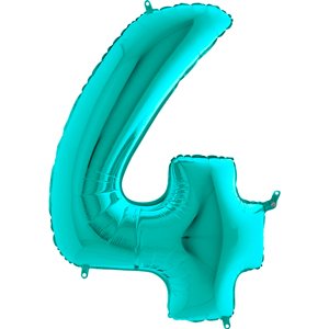 Balónik fóliový číslica 4 holografická Tiffany 102 cm