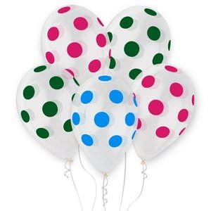 Balóniky latexové bodky farebné 33 cm 5 ks
