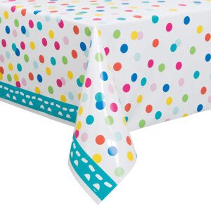Obrus ​​plastový s farebnými konfetami 137 x 213 cm