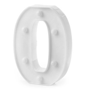 Číslica svietiaca "0" biela, teplé svetlo, výška 16 cm, šírka 9 - 12 cm