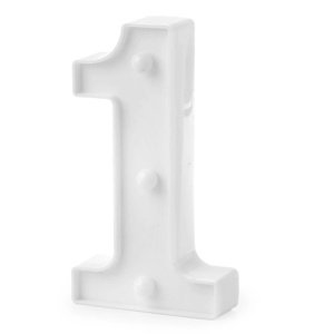 Číslica svietiaca "1" biela, teplé svetlo, výška 16 cm, šírka 9 - 12 cm