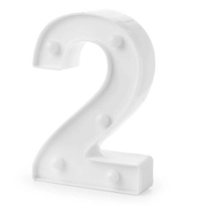 Číslica svietiaca "2" biela, teplé svetlo, výška 16 cm, šírka 9 - 12 cm