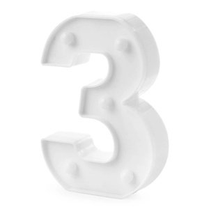 Číslica svietiaca "3" biela, teplé svetlo, výška 16 cm, šírka 9 - 12 cm