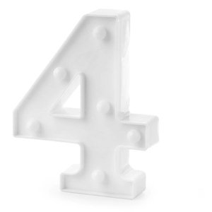 Číslica svietiaca "4" biela, teplé svetlo, výška 16 cm, šírka 9 - 12 cm
