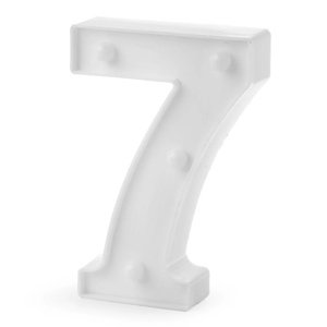 Číslica svietiaca "7" biela, teplé svetlo, výška 16 cm, šírka 9 - 12 cm