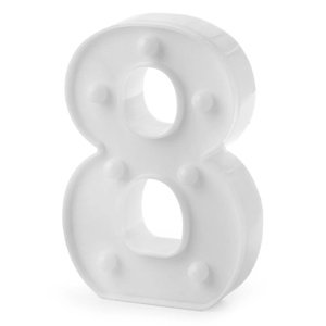 Číslica svietiaca "8" biela, teplé svetlo, výška 16 cm, šírka 9 - 12 cm