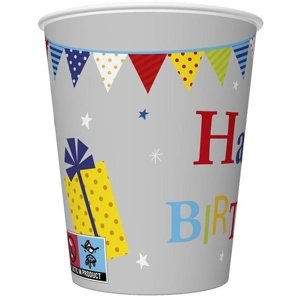 Tégliky papierové HB s girlandou šedej 250 ml 8 ks