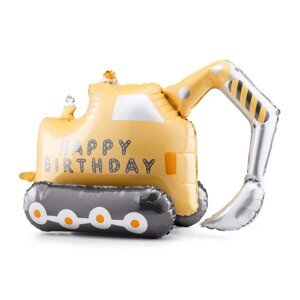 Balónek fóliový Bagr "Happy Birthday" 76,5x49 cm