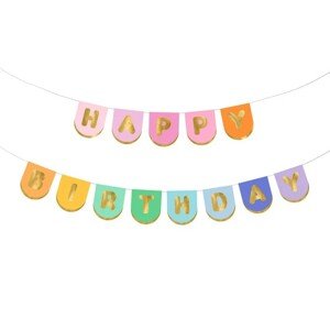 Banner Happy birthday farebný 163x12 cm
