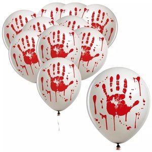 Biele latexové balóniky s nálepkami krvi 10 ks 30 cm