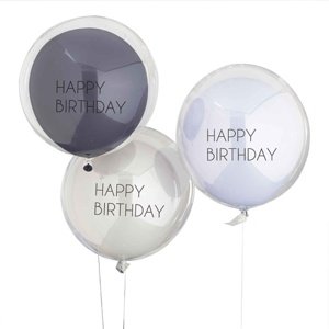 Latexový balón Happy Birthday mix 60 cm 3 ks