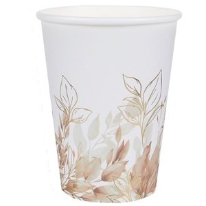 Papierové poháre prírodné listy 270ml 10 ks