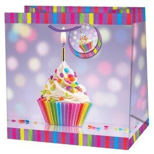 Štvorcová darčeková taška s motívom muffinov 15x6x14,6 cm