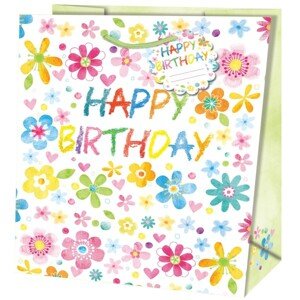 Darčeková taška stredne pastelová Happy Birthday 19x10,2x23 cm
