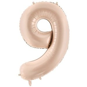 Fóliový balón s číslami "9" tmavobéžový 72 cm