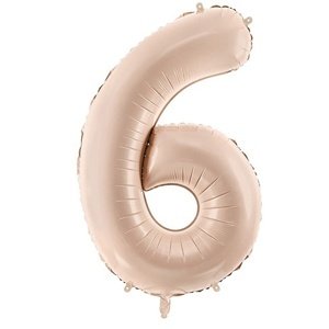 Fóliový balón s číslami "6" tmavobéžový 72 cm