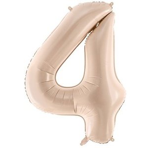 Fóliový balón s číslami "4" tmavobéžový 72 cm