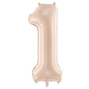 Fóliový balón s číslami "1" tmavobéžový 72 cm