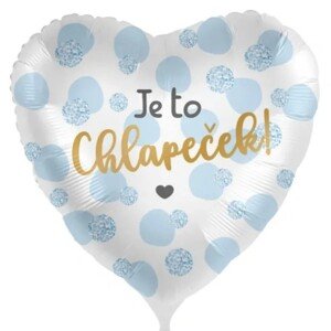 Balónové srdce z fólie ''''Je to chlapec!'''' 43 cm