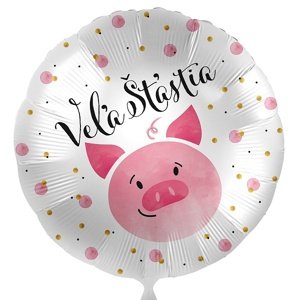 Fóliový balón Prasiatko Veľa šťastia 43 cm