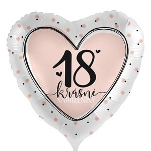 Balónik z fólie srdce Krásne narodeniny "18" 43 cm