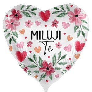 Fóliový balón Milujem ťa s kvetmi 43 cm