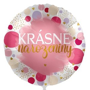 Fóliový balón Krásne narodeniny ružové 43 cm