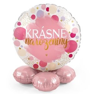 Fóliový balón Krásne narodeniny ružové bodky