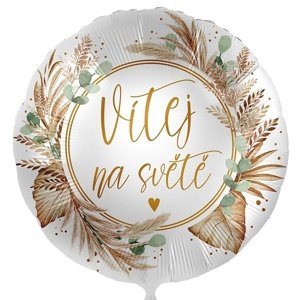 Fóliový balón Vitajte na svete s listami 43 cm