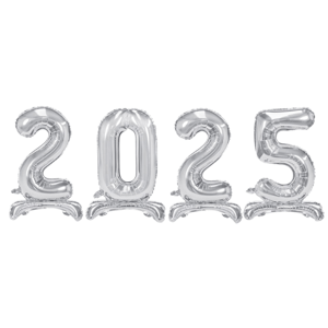 Balóniková súprava - Silvester 2025, strieborný stojaci 80 cm 4ks